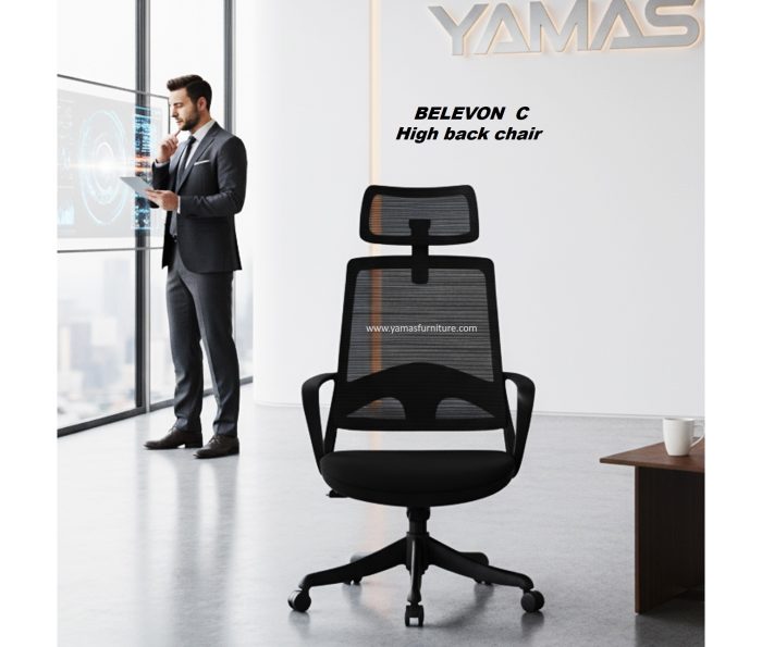 Belevon H BK Revolving Office Chair – Yamas Furniture
