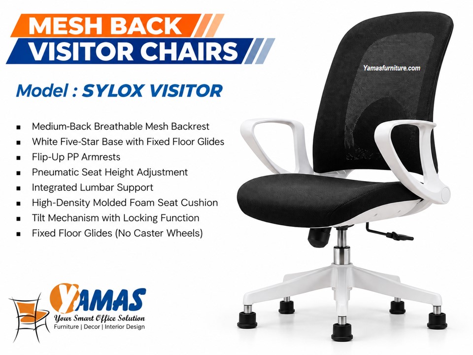 E SYLOX WH Visitor Chair Mesh Back Sylox White - Image 1